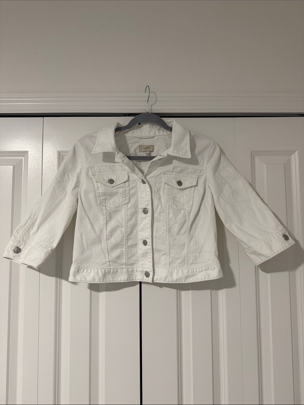 LOFT White Denim Jacket for Girls - Button-Front